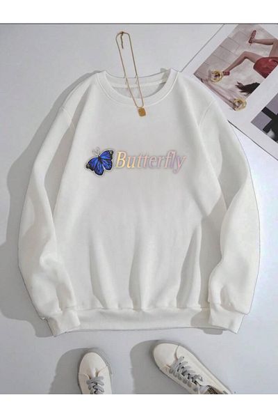 Serays moda Hanorac de iarnă pentru fete cu imprimeu Butterfly Butterfly
