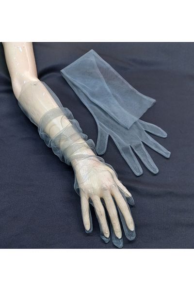es moda shop Bella evening dress bridal gloves long gray