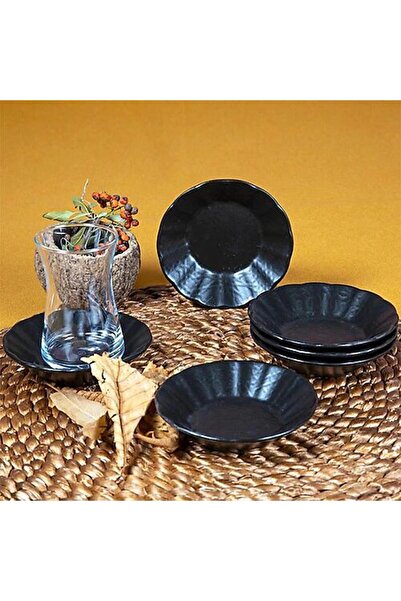 Ermiya 12 Adet Ermiya Acem Melamin Kahveci Çay Tabağı+12 Adet Çay Kaşığı Çeli...