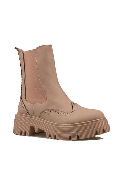 Trend Adımlar Γυναικείες casual μπότες Cream Bloom Thick Sole