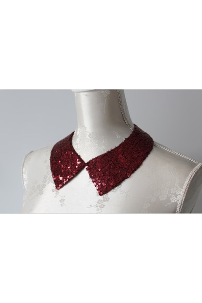 es moda shop Червен отделим яка с пайети