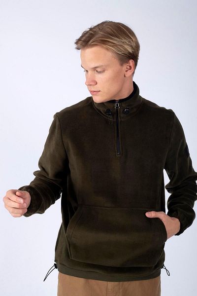 Lee Cooper Ανδρικό φούτερ με γιακά από φλις Felix Khaki