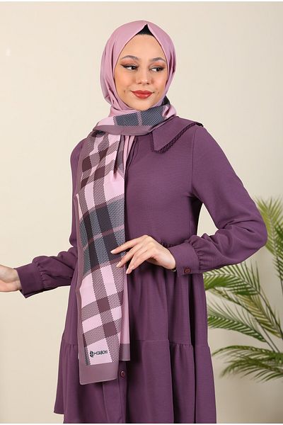 ERGÜL Μεταξωτό σάλι Hijabchi με καρό σχέδιο Medina