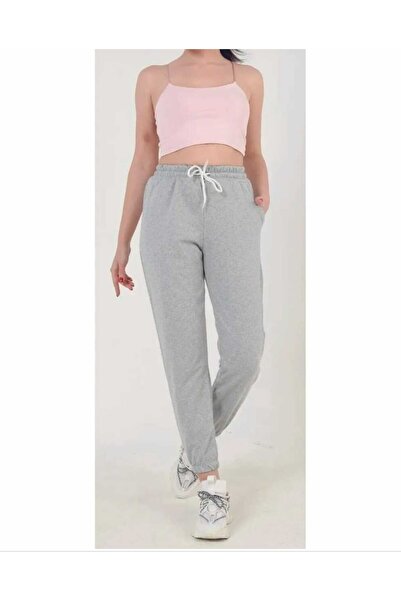 UYN SPORT Γυναικείο γκρι φούτερ με ελαστική μέση και τσέπες στα πόδια