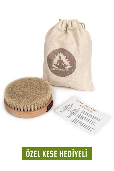 Therapium Naturalis Doğal At Kılı Fırçası Yuvarlak Beyaz (kuru Fırçalama)