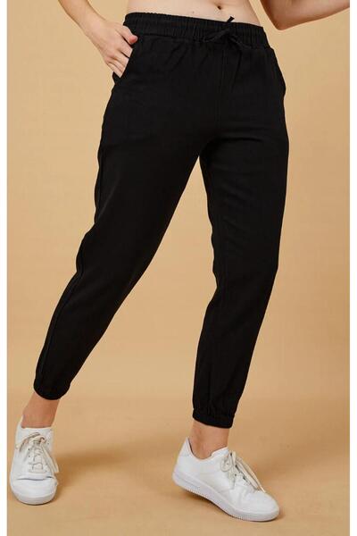 UYN SPORT Women's Black Elastic Waist and Leg Pocket Tracksuit Jogger