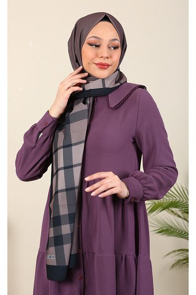 ERGÜL Μεταξωτό σάλι Hijabchi με καρό σχέδιο Medina
