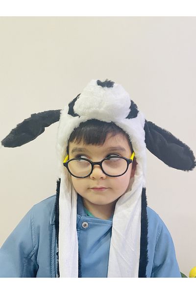 My Easy Shop Cute Plush Children's Hat with Moving Ears Black-White Panda