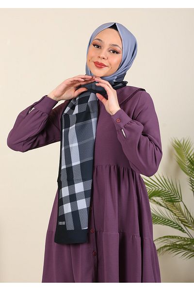 ERGÜL Μεταξωτό σάλι Hijabchi με καρό σχέδιο Medina