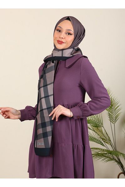 ERGÜL Μεταξωτό σάλι Hijabchi με καρό σχέδιο Medina