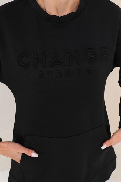 WestBound Γυναικείο ΜΑΥΡΟ Χρώμα Crew Neck Sweat Παντελόνι με φαρδύ πόδι Hijab Sport Σετ