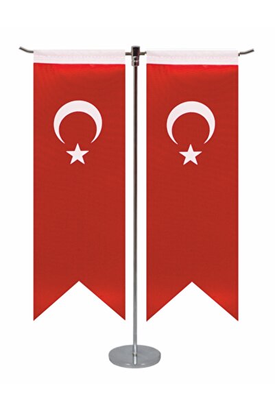Özel Flama Bayrak T model 2li türk masa bayrağı seti