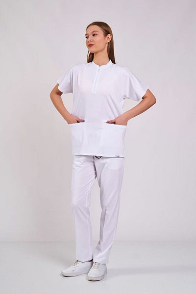 Owlet Medikal Jersey cu fermoar alb Lycra