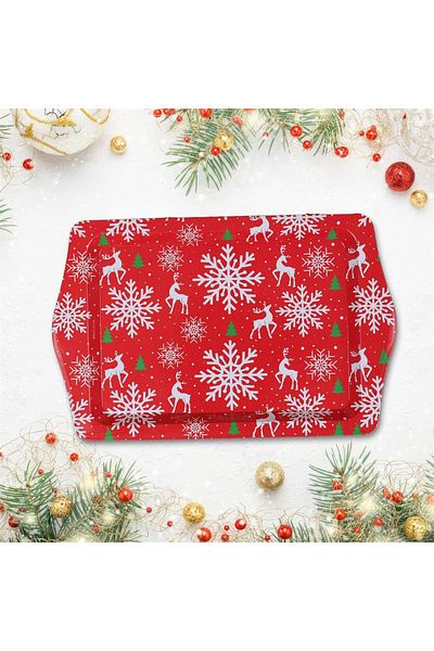 Myros Red Deer Snowflake Mini Metal Tray