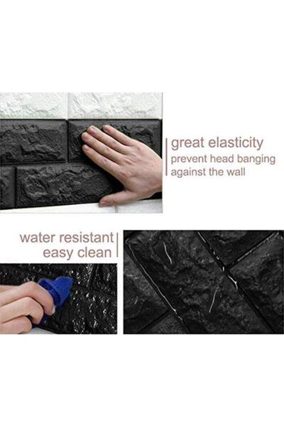 Renkli Duvarlar 50x54 Cm ( 0,27 M²) Siyah Kendinden Yapışkanlı Duvar Kağıdı Esnek Köpük Panel 3d Tuğla Desen