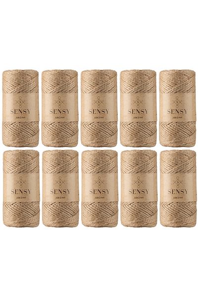 SENSY Jute Yarn 10 pieces 1000 Meters Straw Rope Whisk Yarn Decoration Thread Hessian Rope Jute Yarn 10 Pieces