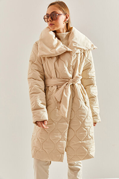Bianco Lucci Γυναικείο παλτό με μεταλλικό καπιτονέ Oversize Puffer