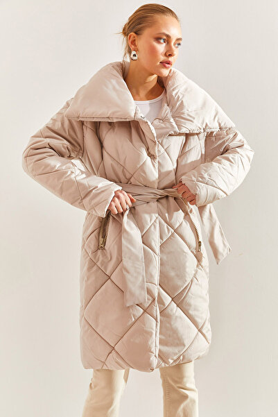 Bianco Lucci Γυναικείο παλτό Oversize με μεταλλικά κουμπιά με διαμάντια