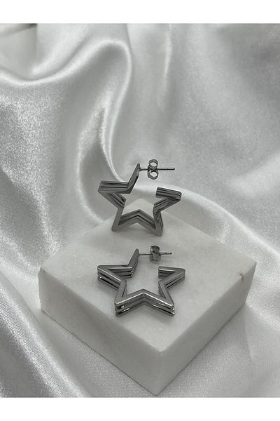 Yıldız Accessory Steel Star Earrings (with Gold and Silver Color Option)