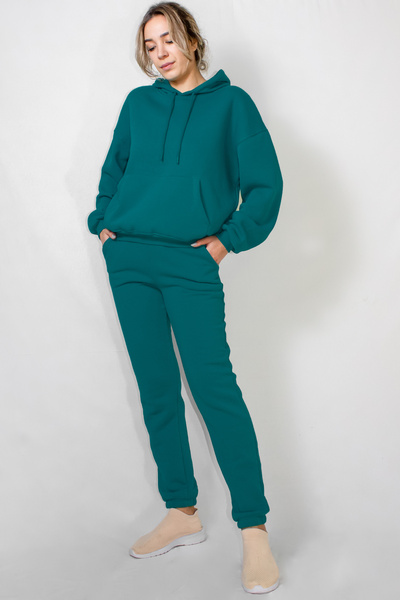 ARESMODA Women's Elastic Waist Fleece Inside Ribbed Jogger Sweatpants