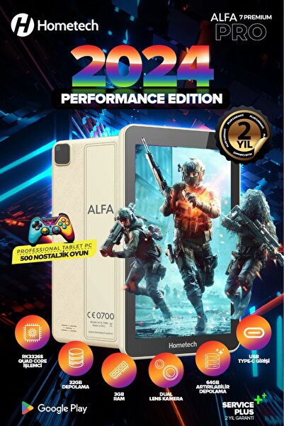 Hometech ALFA 7 PREMİUM PRO 3 GB RAM 32 GB HAFIZA PRO OYUN TABLETİ UZAKTAN EĞİTİM DESTEKLİ