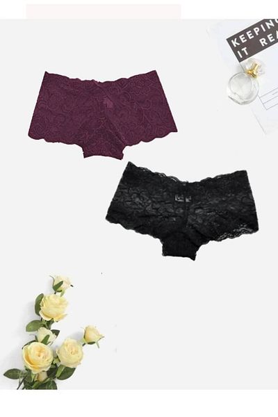 GECKO COLLECTION Chiloți de damă din dantelă gecko - Boxeri Fancy Shorts, 2 buc