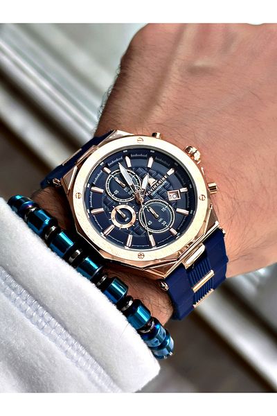 Navimarine Dark Blue Color Functional Mechanism Men's Wristwatch + BRACELET WITH GIFT