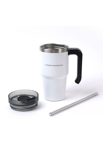 Tyeso Maxus Mug Vacuum Double Wall Heat Insulated with Straw 600 ML Black