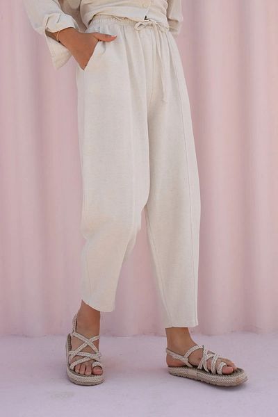 Laluvia Kamenné plátěné kalhoty Shalwar