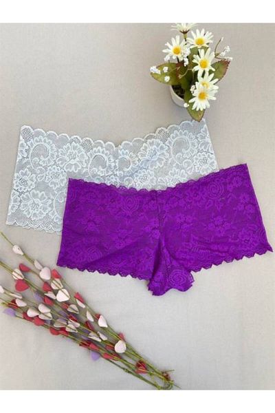 GECKO COLLECTION Chiloți de damă din dantelă gecko - Boxeri Fancy Shorts, 2 buc