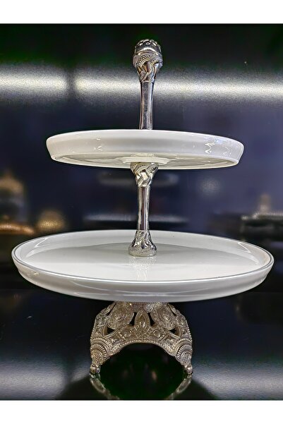 ALANYA HOME DECOR LUXURY TWO-TIER SERVICE PRESENTATION COOKIE DISH 26x33 CM LÜKS İKİ KATLI SERVİS SUNUM KURABİYELİK