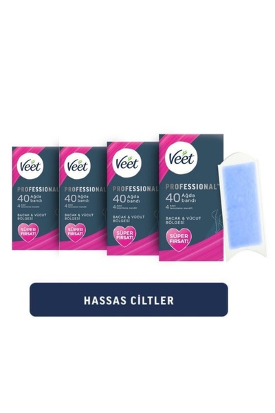 Veet Professional Ağda Bandı Hassas Ciltler Süper Fırsat 160'li (40 X 4)