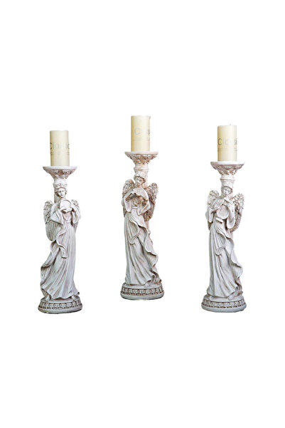 Kokosh Home Poly Dekoratif 3 Lü Melek Mumlık 38X38X38Cm