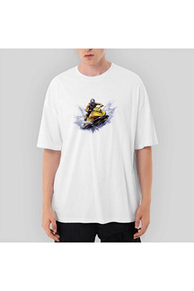 Z zepplin Tricou alb supradimensionat Jetski Snowboard