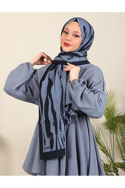 hijabchi Medina Silk Shawl with Zebra Pattern - New Collections |   Smoked