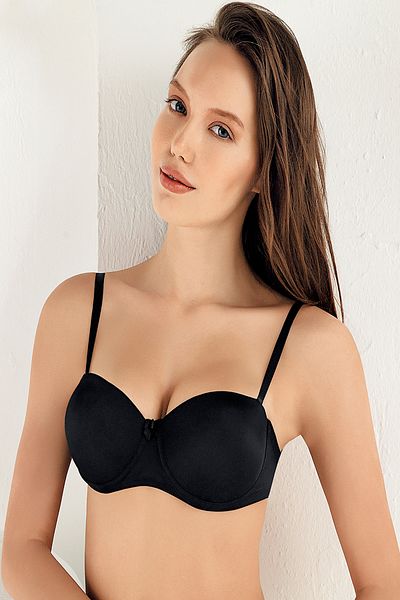 Şahinler Black Women's Bade Underwire Hollow Back Transparent Bra M9375