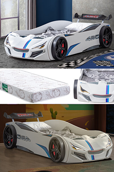 Setay Arabalı Yatak, Merso Beyaz Arabalı Yatak Karyolası + 1 Adet Comfort Yatak