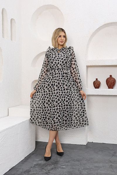 Neşeli Butik γυναικείο φόρεμα σιφόν με επένδυση με ελαστική μέση RSSN47