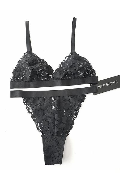 DEEP SECRET Μαύρο Full Lace Bralet Σετ Ds20095brt