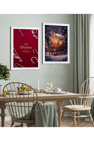 HOMEPACK Комплект от две рамкирани картини от коледна серия, плакат, картина,...