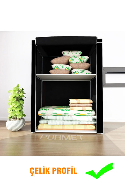 HOLTECH Güçlendirilmiş Çelik Profiili Yorgan Hurcu Raflı Yüklük