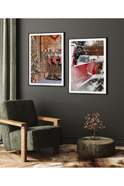 HOMEPACK Комплект от две рамкирани картини от коледна серия, плакат, картина,...