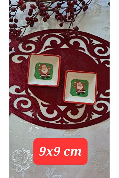 SOUL BY A&B Yılbaşı porselen çerez kasesi noel babalı 2li kase dekoratif tabak sunum sabağı yeni yıl hediyesi