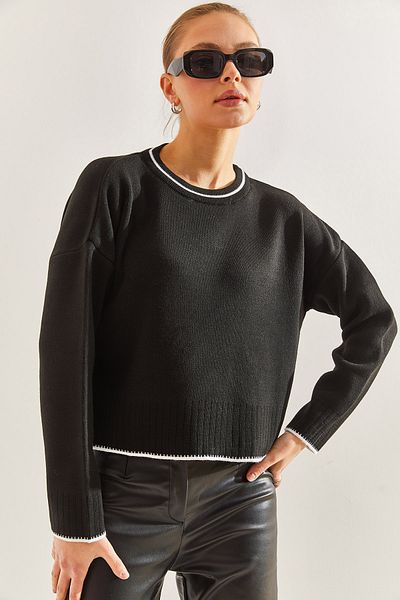 Bianco Lucci Damen-Strickpullover mit Kragen und Streifen
