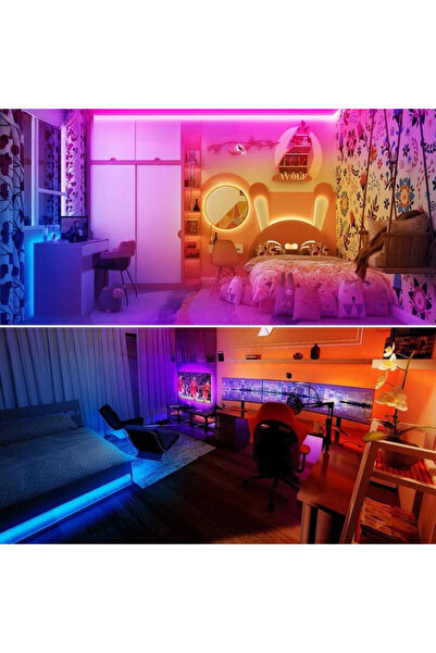 Ema Dükkan Şerit Led 5 Metre Rgb 20 Renkli 44 Tuşlu Kumandalı Rgb Şerit Işık Aydınlatma Silikonlu 5050 Smd Led