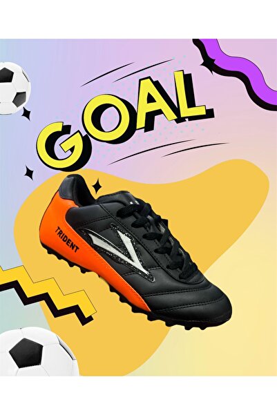 VeliKundura حذاء Astroturf للأطفال من دوري كرة القدم باللون الأسود والبرتقالي