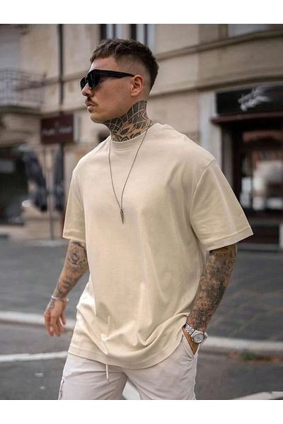 MOONBULL Ανδρικό μονόχρωμο μπλουζάκι Oversize