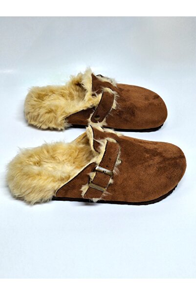 Bequemere Tan Color Closed Toe Hairy Daily Use Orthopedic Women's Slippers