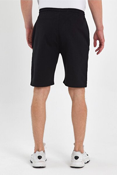 mmetalic Regular Fit Yanları Cepli Kalın Kumaş Rahat Kesim Erkek Siyah Şort