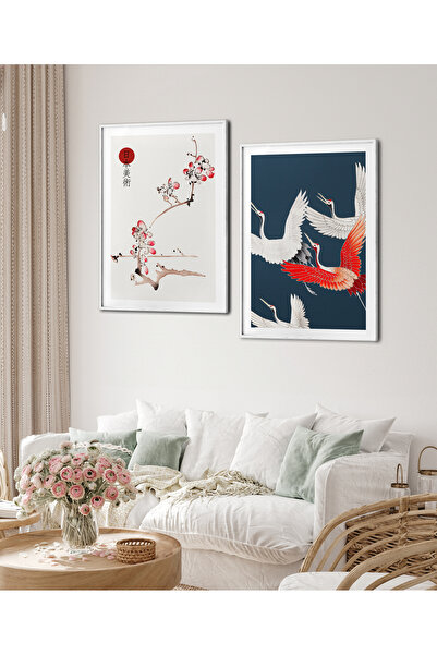 HOMEPACK İkili Set Çerçeveli Tablo Leylek Poster Tablo İkili12